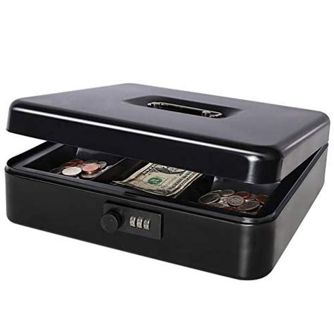 Safe Metal Cash Box with Combination Lock, Decaller Large 